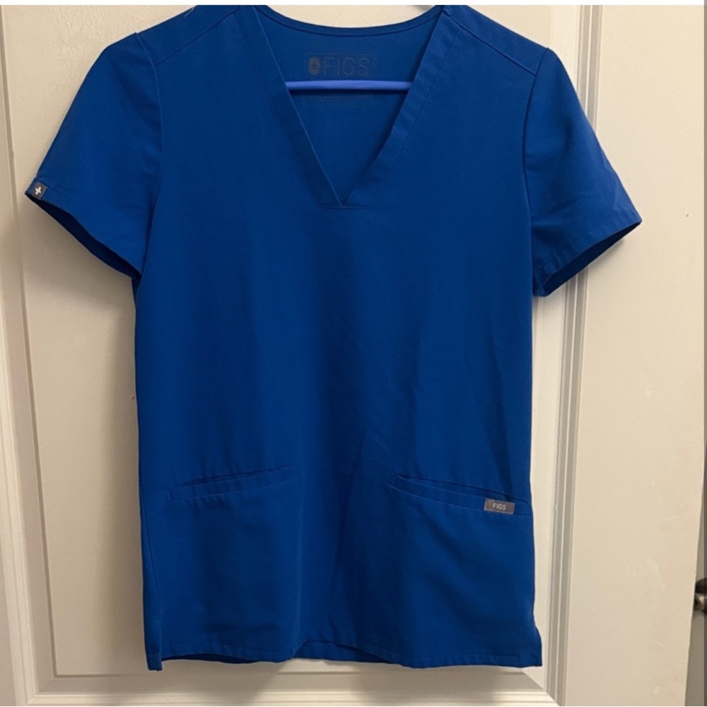 Scrub Figs Royal Blue V-Neck Scrub Top